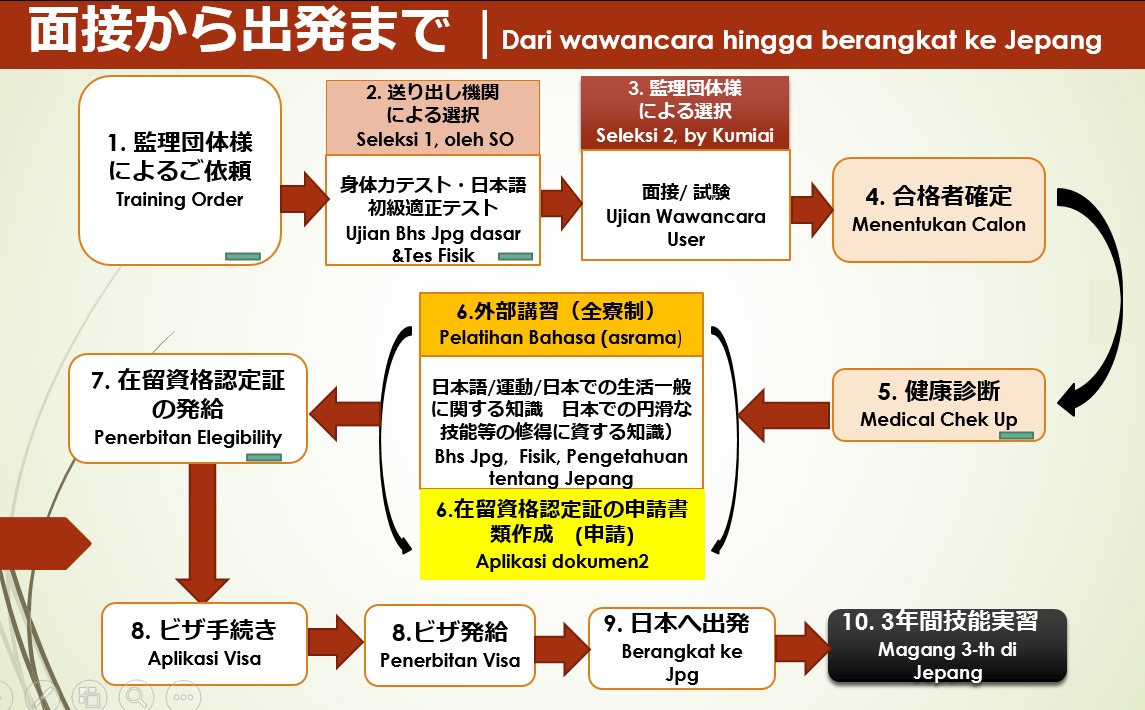Diagram Alur Pendidikan dan Pelatihan Magang ke Jepang - LPK Aishiro Gakuen